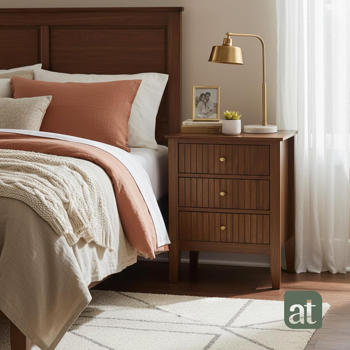 Buró Odette café nogal 3 cajones