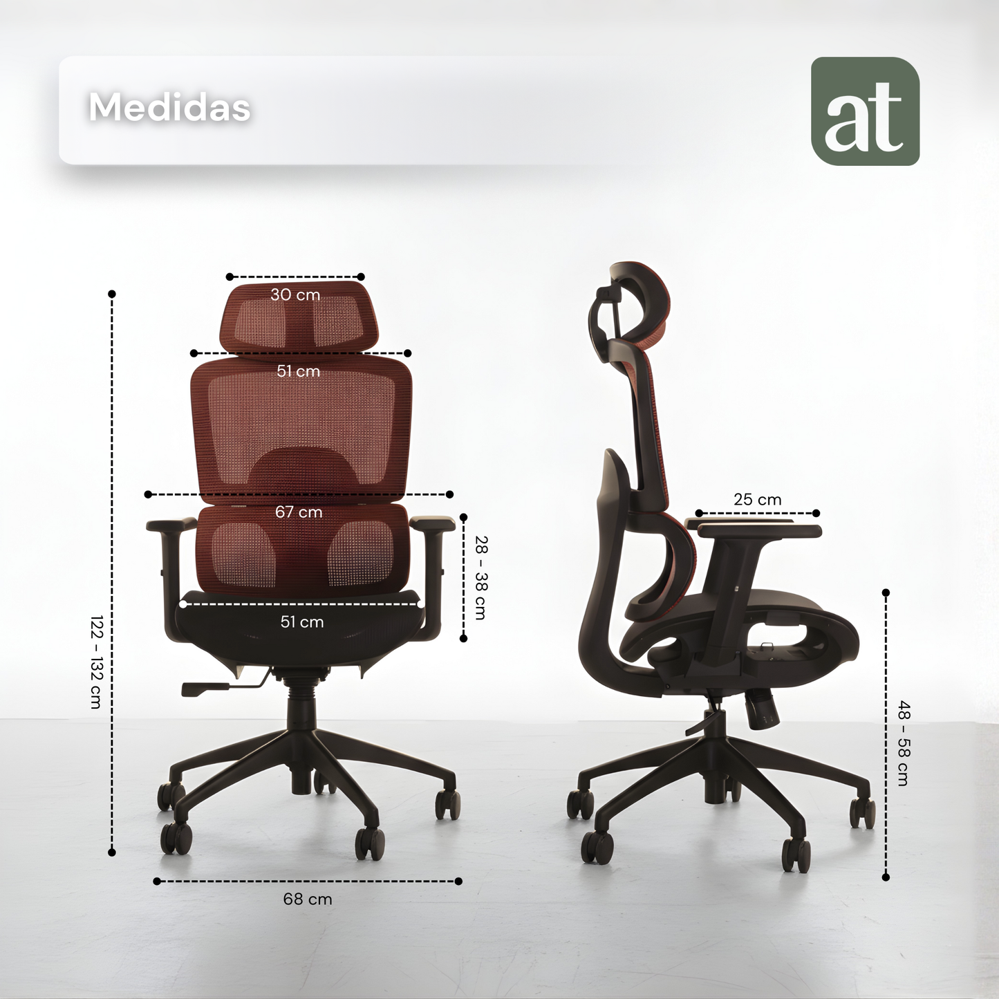 Silla Oficina Ergonómica Soporte Lumbar Silla de Malla para Oficina Asiento Ajustable Roja