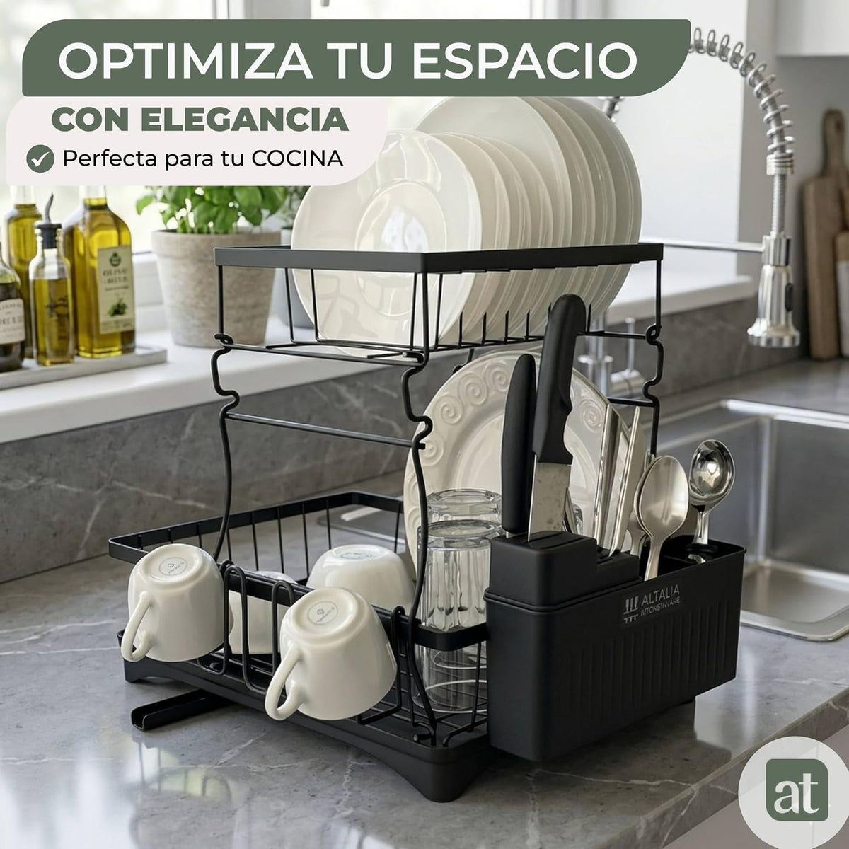 Escurridor de trastes Rack 2 Niveles Para estilar platos