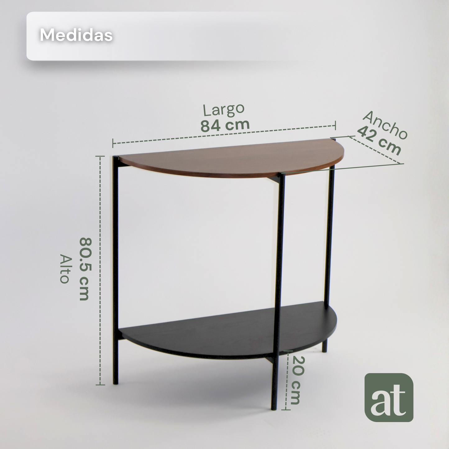 Credenza/Recibidor de 2 repisas café y nogal