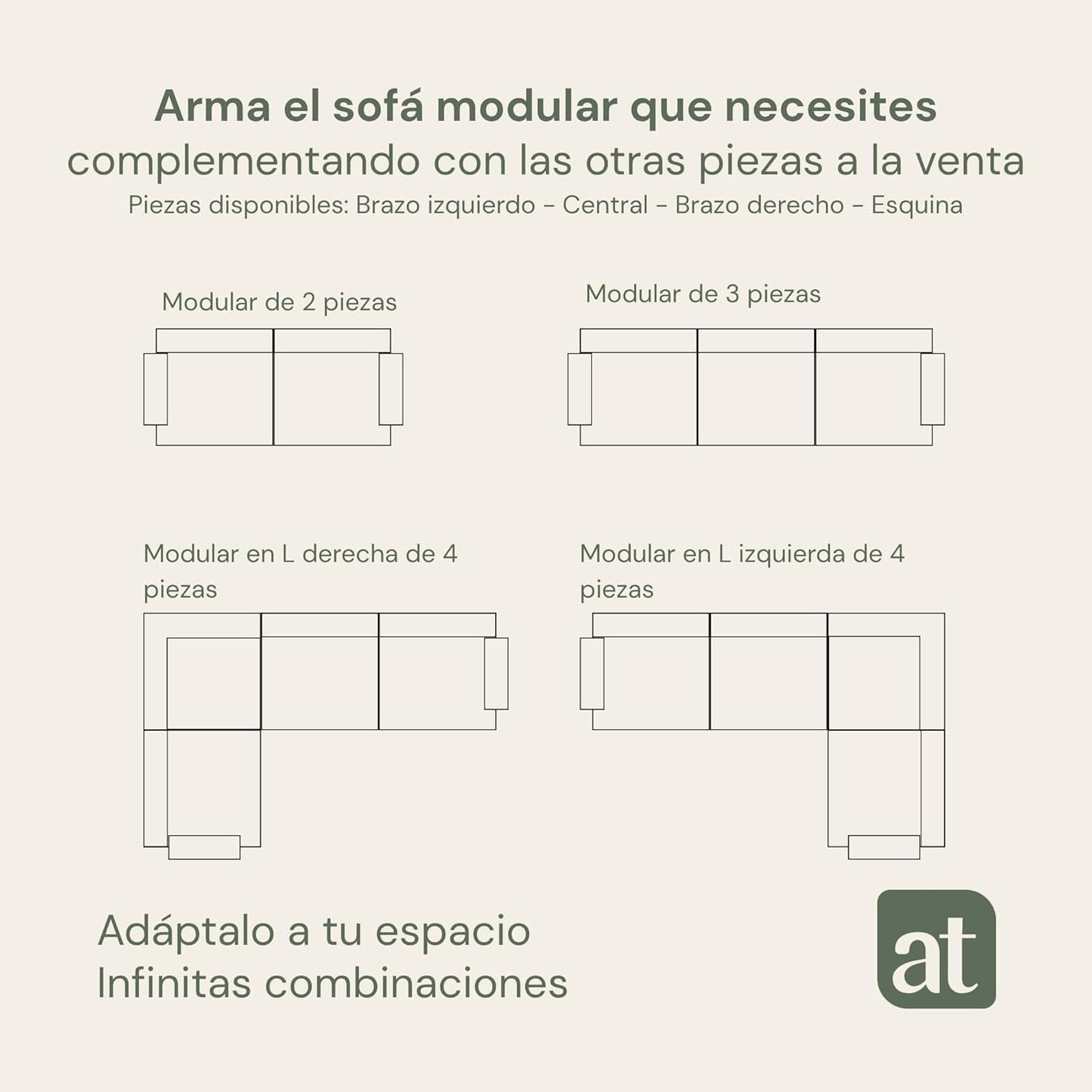 Sofa para Sala Modular - Sofá En Caja Comprimido, Asiento Izquierdo