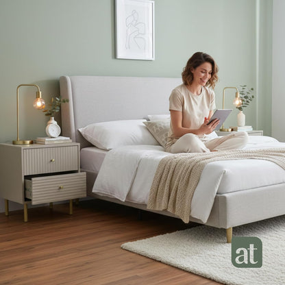 Buró 2 cajones para recámara minimalista - Gris