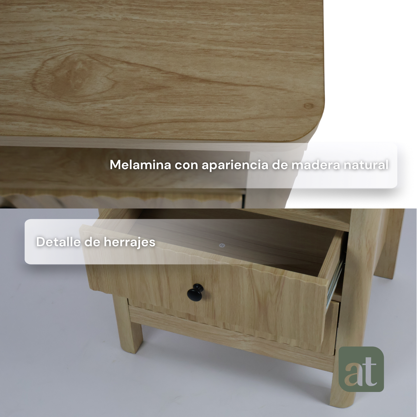Buró Odette Natural 2 cajones y 1 repisa