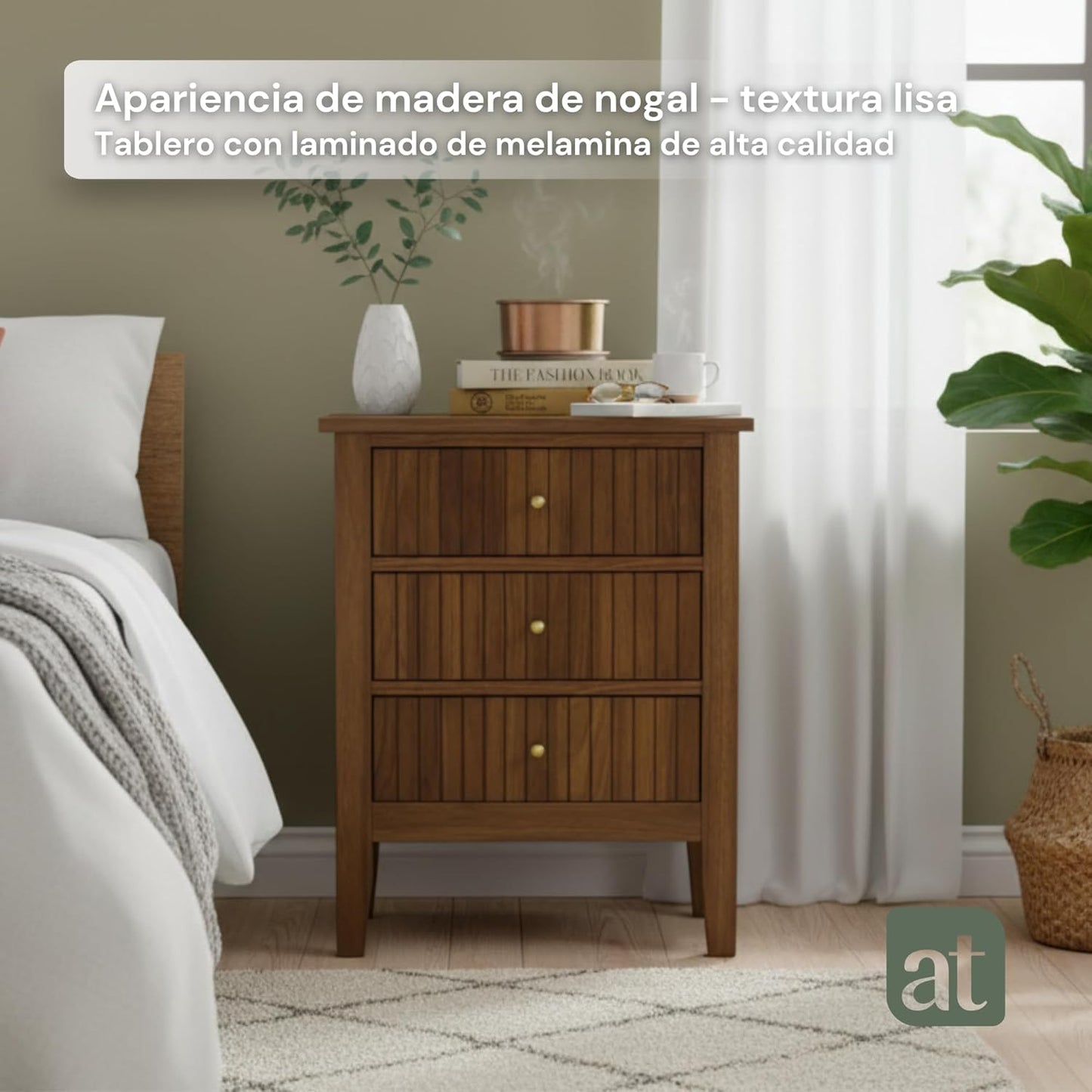 Buró Odette café nogal 3 cajones