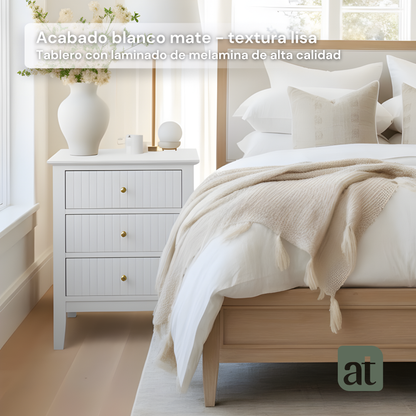 Buró Odette blanco 3 cajones