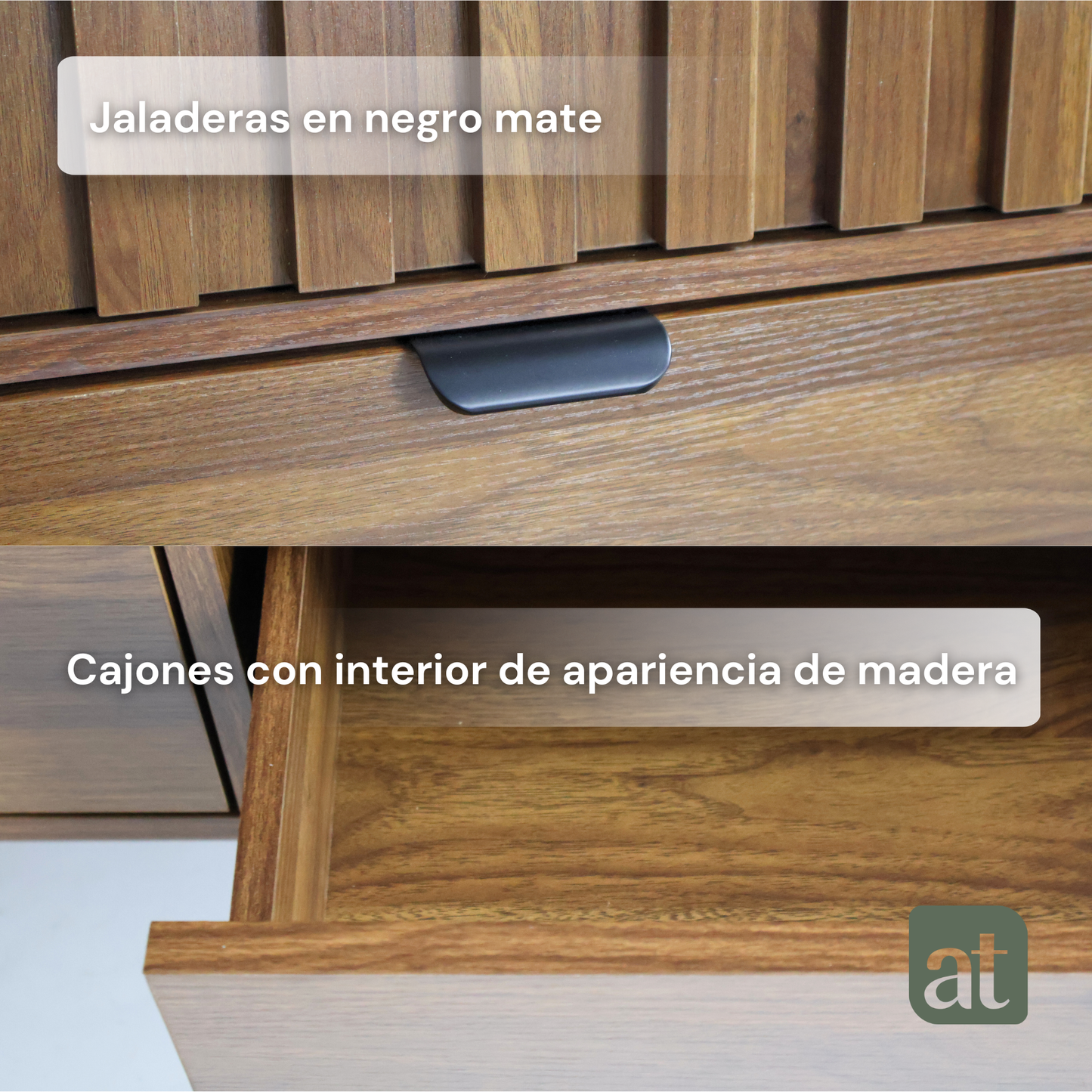 Cómoda/Cajonera color nogal con 6 cajones