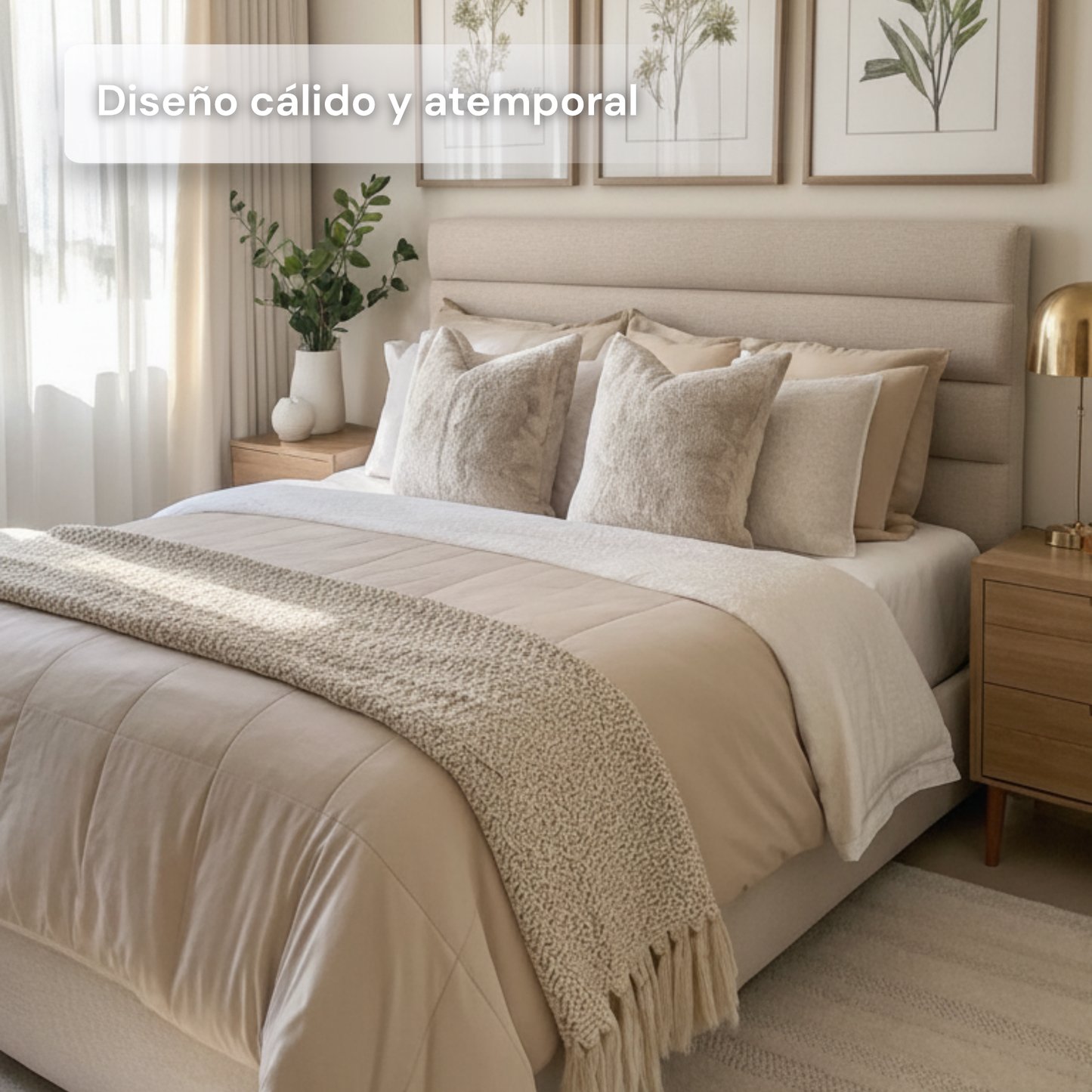 Base Cama con Cabecera Recamara Fácil Armado