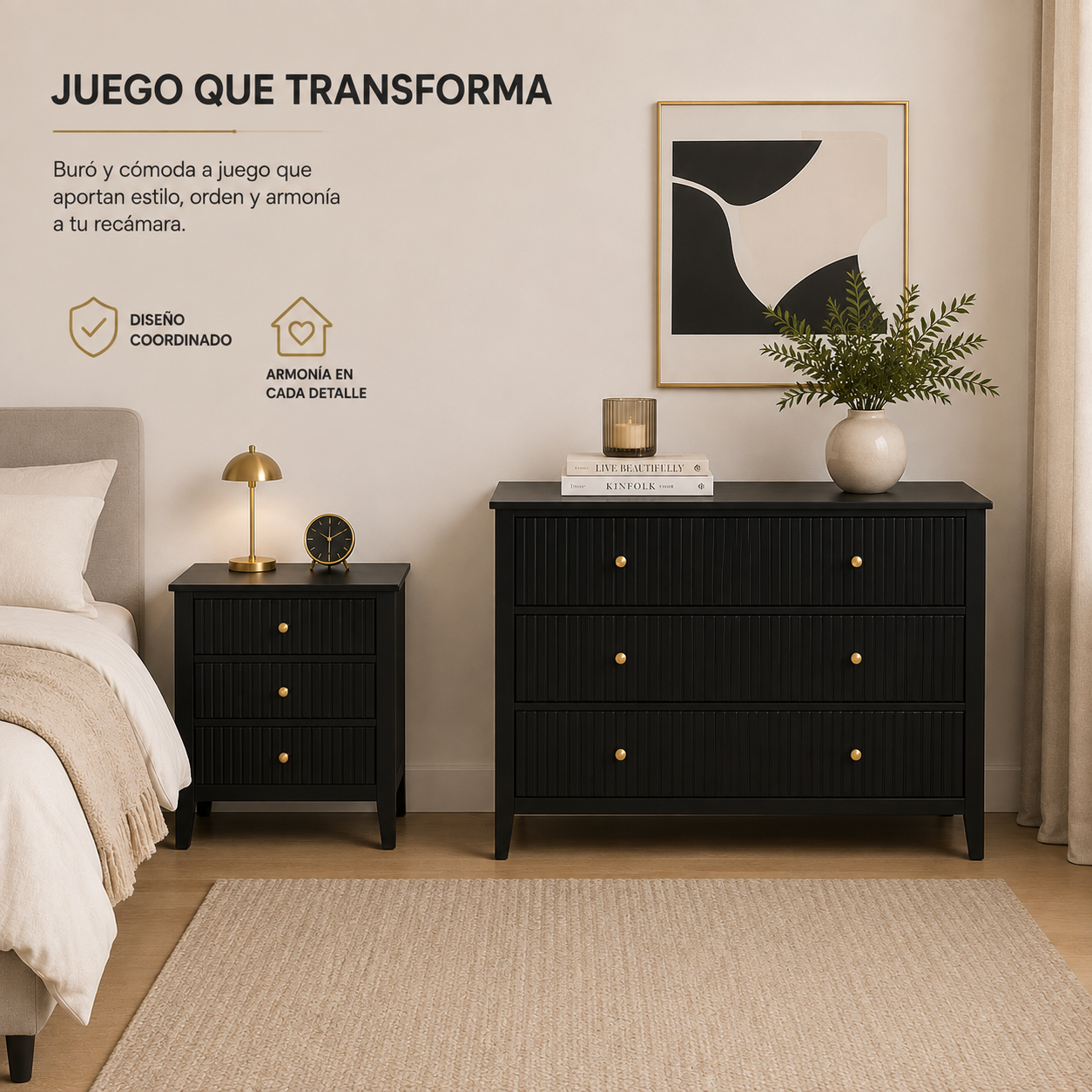 Cajonera para Recamara 90x40x80 cm - Cómoda Cajonera de 3 Cajones Madera de MDF - Muebles Versátiles para Ropa, Comoda Cambiador para Bebe, Mueble TV, Recibidor, Credenza