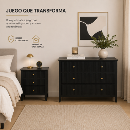Cajonera para Recamara 90x40x80 cm - Cómoda Cajonera de 3 Cajones Madera de MDF - Muebles Versátiles para Ropa, Comoda Cambiador para Bebe, Mueble TV, Recibidor, Credenza