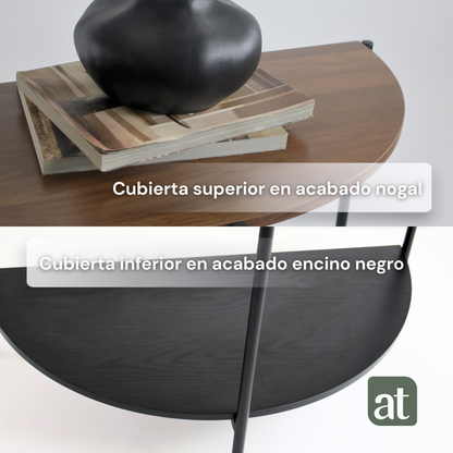 Credenza/Recibidor de 2 repisas café y nogal