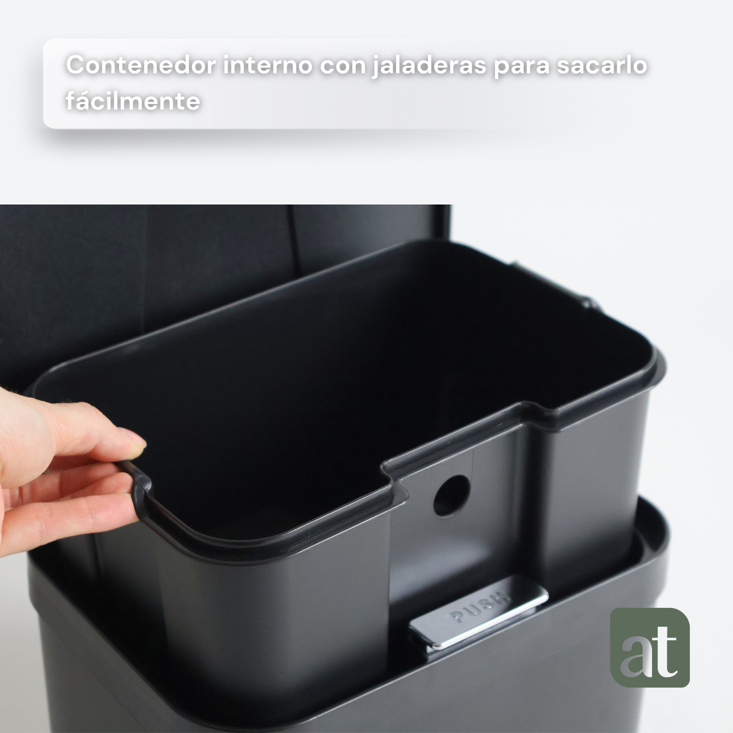 Bote de basura negro pequeño de repisa para cocina 5 Litros con tapa