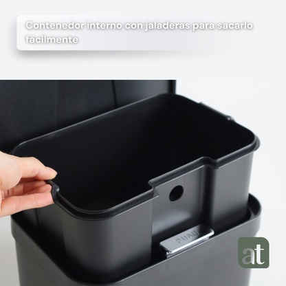 Bote de basura negro pequeño de repisa para cocina 5 Litros con tapa