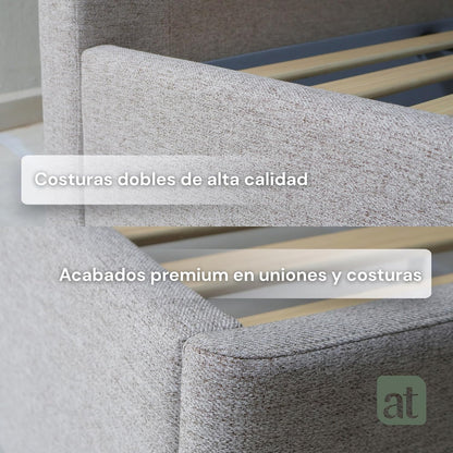Base Cama con Cabecera Recamara Fácil Armado MATRIMONIAL