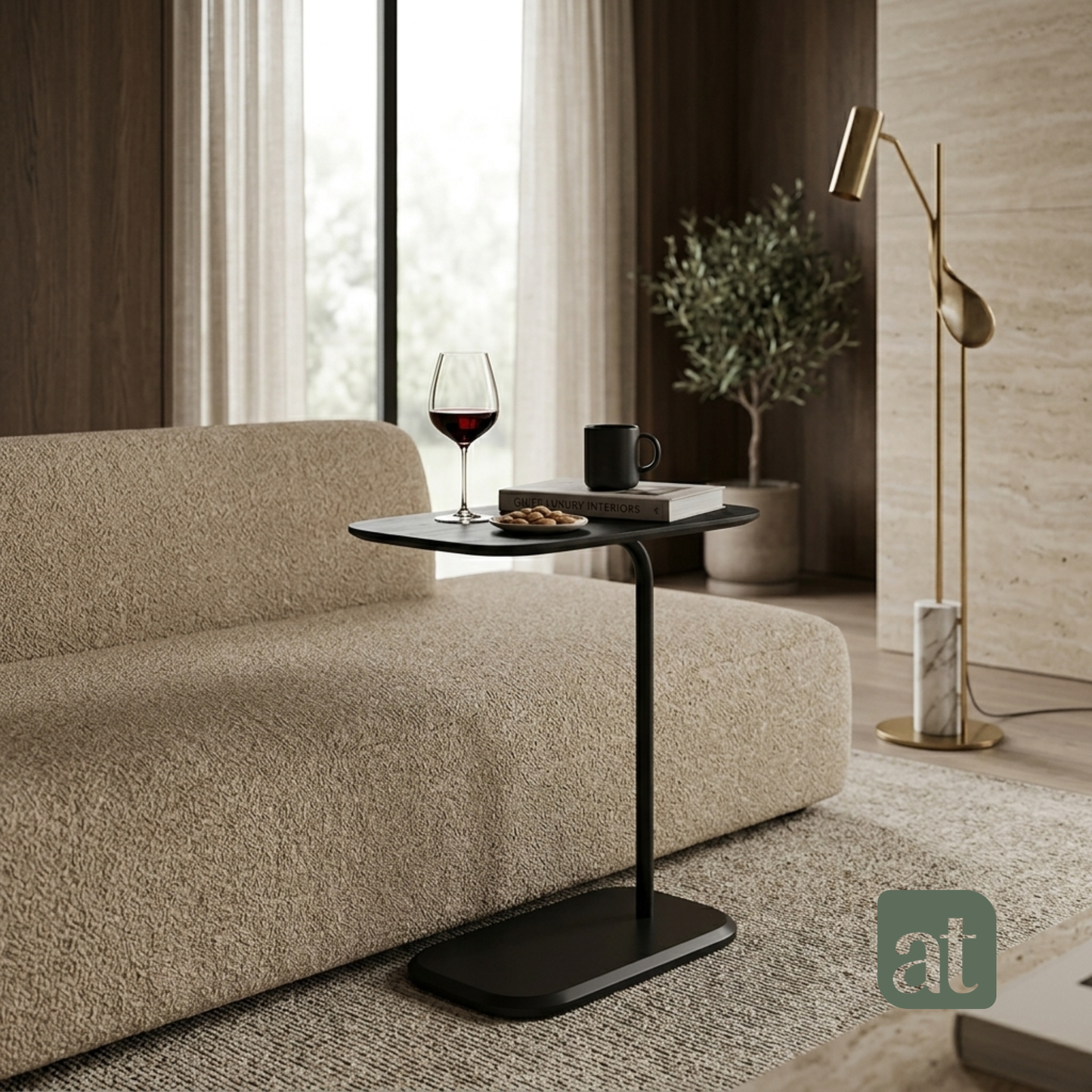 Mesa Auxiliar Minimalista para Sala  Cama sofá - Mesa Lateral  negro-negro