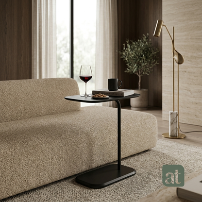 Mesa Auxiliar Minimalista para Sala  Cama sofá - Mesa Lateral  negro-negro