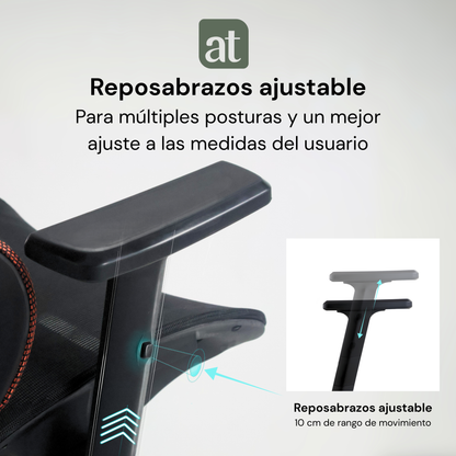 Silla Oficina Ergonómica Soporte Lumbar Silla de Malla para Oficina Asiento Ajustable