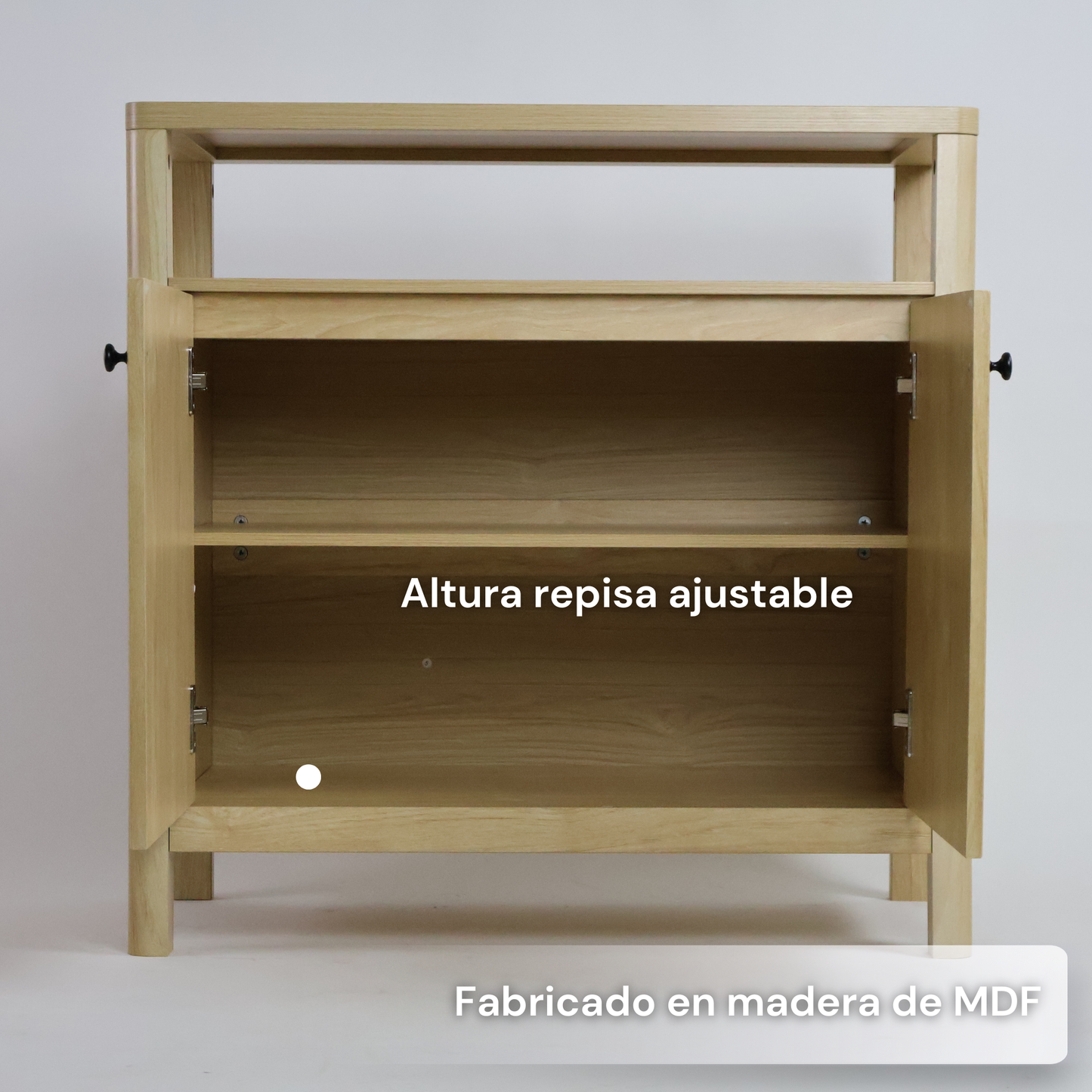 ALTALIA DECO HOME Credenza Bufetera de Madera MDF - Mueble Bufetero Moderno para Comedor/Sala TV - 2 Puertas, Repisa Interior - Credenza Muebles para Recámara - 80x40x80 cm
