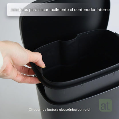 Bote de basura de acero inoxidable negro 5 Litros con pedal y tapa Negro