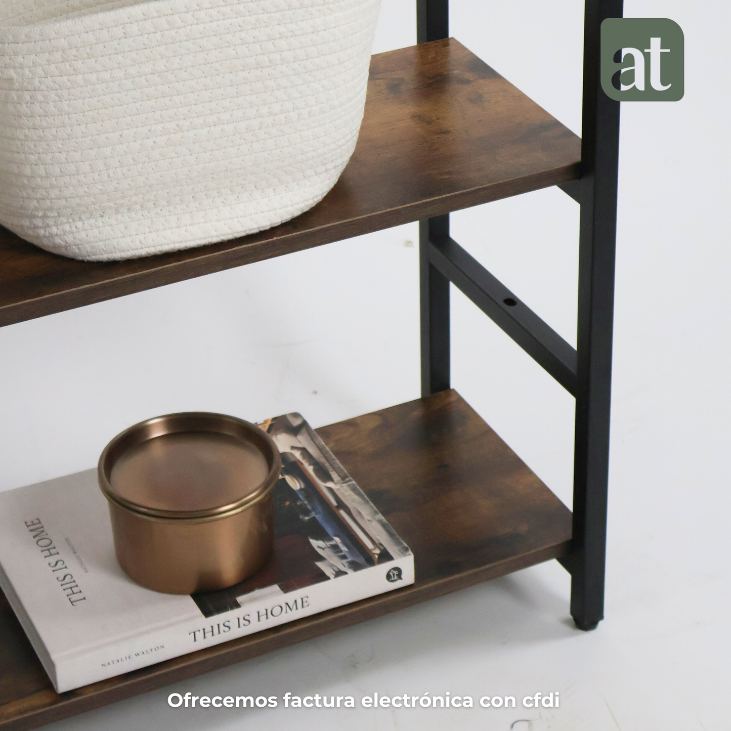Librero organizador con 6 estantes de madera alto color café oscuro