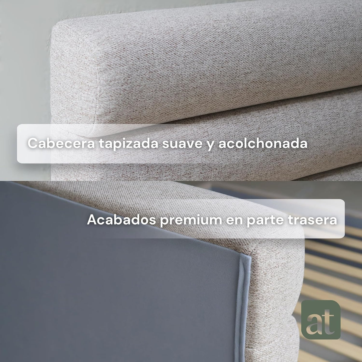 Base Cama con Cabecera Recamara Fácil Armado QUEEN SIZE