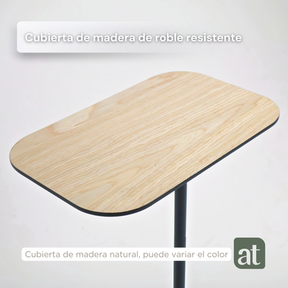 Mesa Auxiliar Minimalista para Sala  Cama sofá - Mesa Lateral  negro-natural