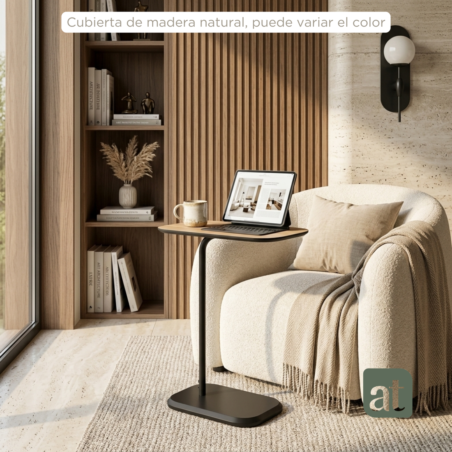 Mesa Auxiliar Minimalista para Sala  Cama sofá - Mesa Lateral café-negro