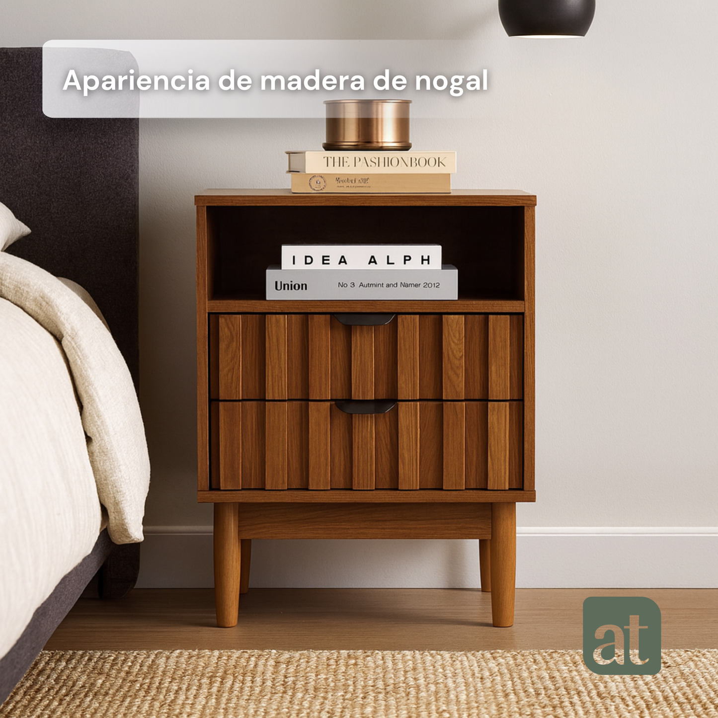 Buró de madera 2 cajones y 1 repisa - Mesa auxiliar