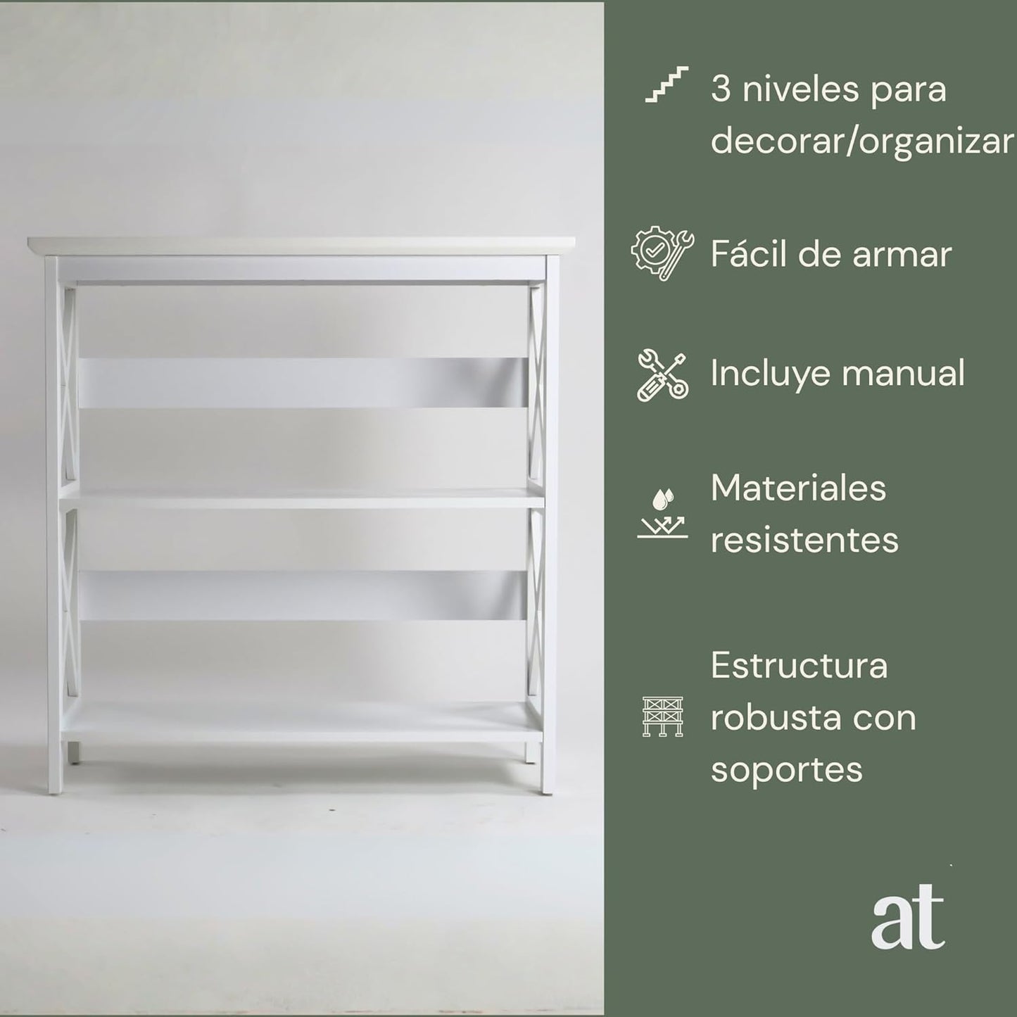 Credenza Recibidor Moderna - Mesa para Recibidor Entrada con 3 Repisas de Madera