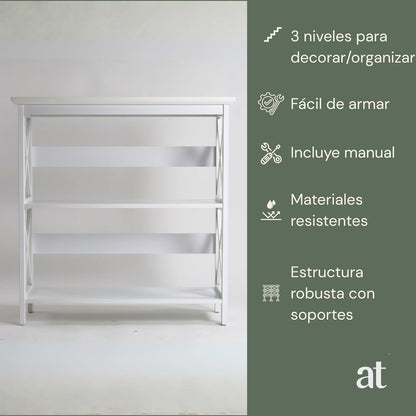 Credenza Recibidor Moderna - Mesa para Recibidor Entrada con 3 Repisas de Madera