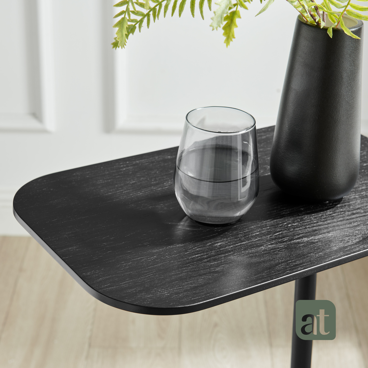 Mesa Auxiliar Minimalista para Sala  Cama sofá - Mesa Lateral  negro-negro