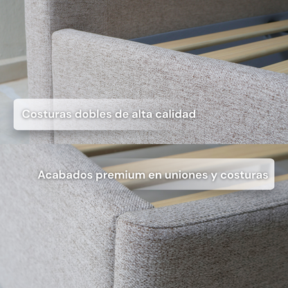 Base Cama con Cabecera Recamara Fácil Armado