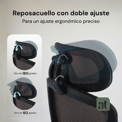 Silla Oficina Ergonómica Soporte Lumbar Silla de Malla para Oficina Asiento Ajustable Negra con reposapies