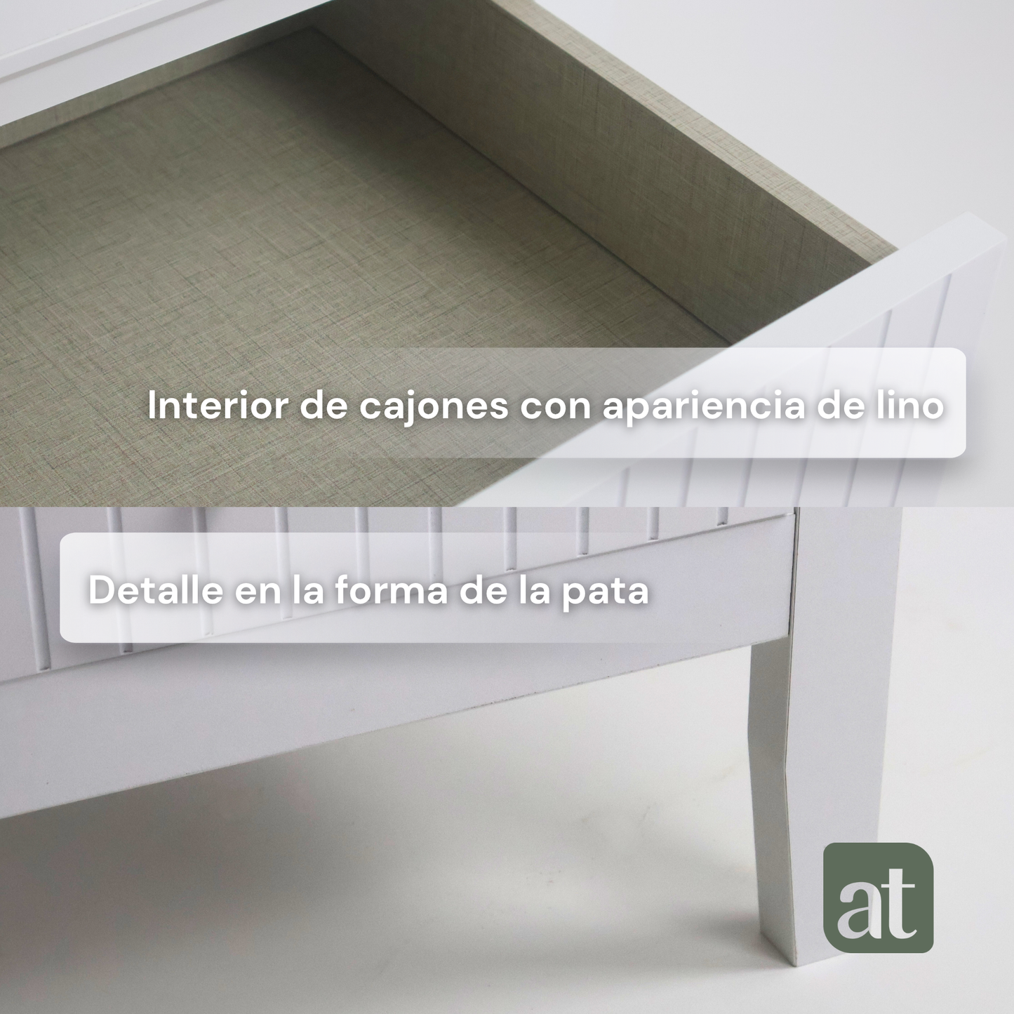 Buró Odette blanco 3 cajones