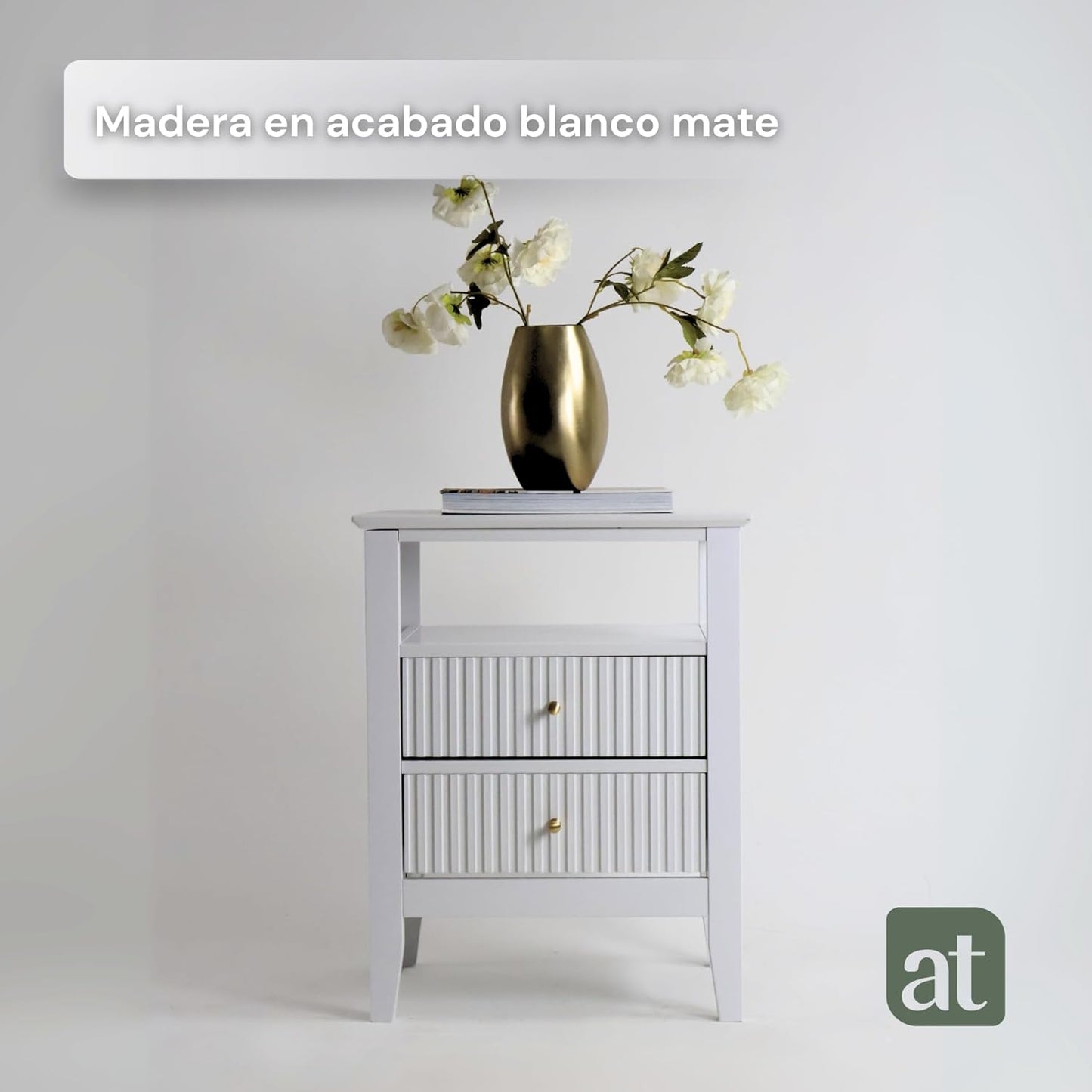 Buró Odette blanco 2 cajones y 1 repisa