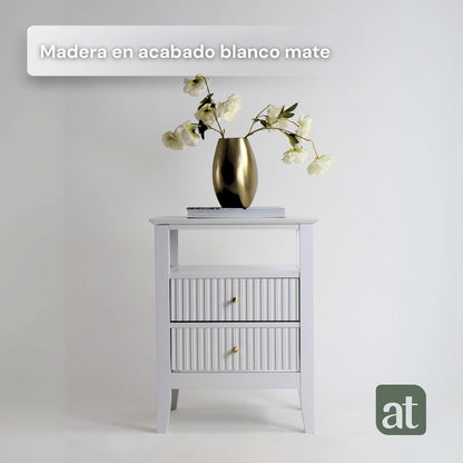 Buró Odette blanco 2 cajones y 1 repisa