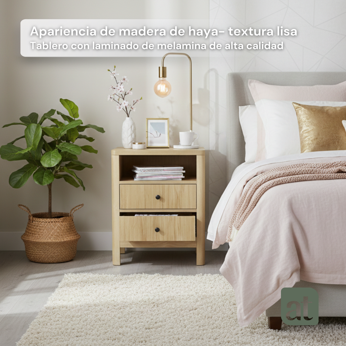 Buró Odette Natural 2 cajones y 1 repisa