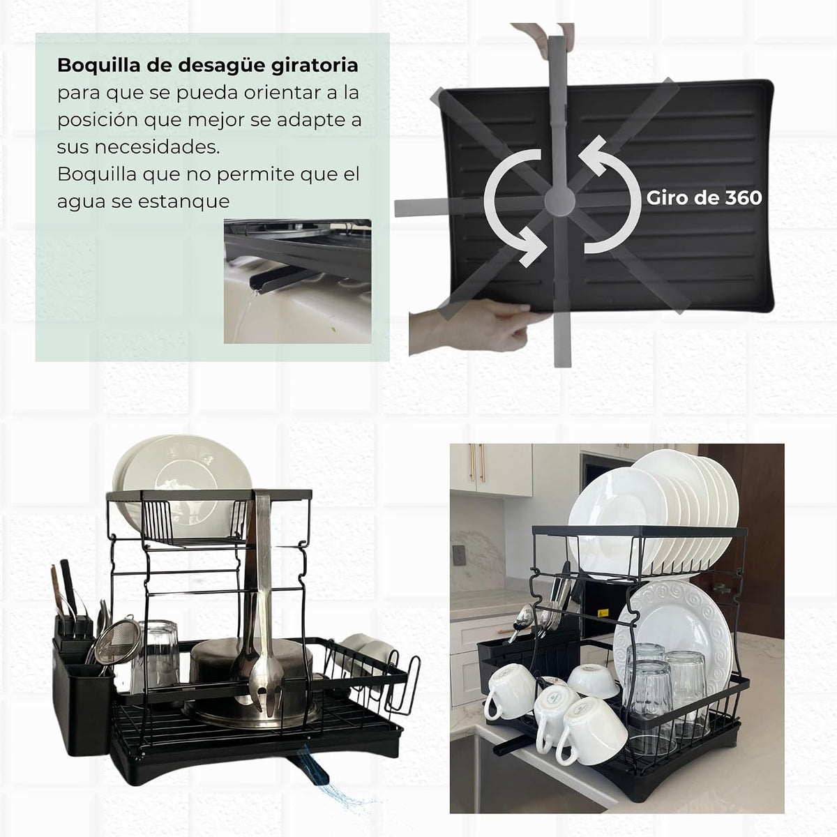Escurridor de trastes Rack 2 Niveles Para estilar platos