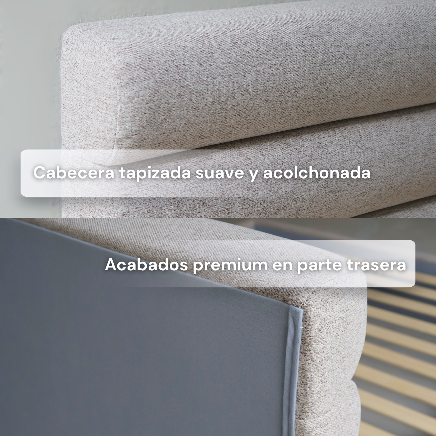 Base Cama con Cabecera Recamara Fácil Armado