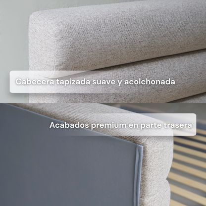 Base Cama con Cabecera Recamara Fácil Armado