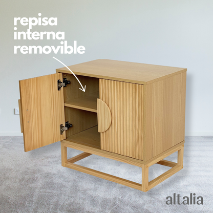 Buró para Recámara de Madera Minimalista Moderno (Natural) con 2 puertas