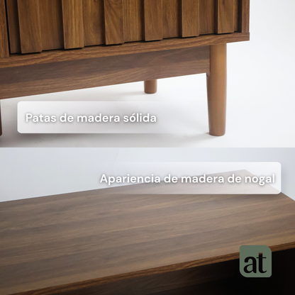 Credenza/Buffetero color nogal con 2 repisas y 2 puertas