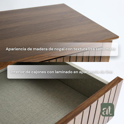 Buró Odette café nogal 3 cajones