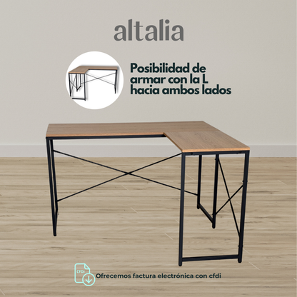 Escritorio en L de Madera esquinero minimalista (Café claro Haya)