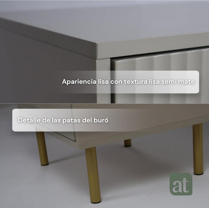 Buró 2 cajones para recámara minimalista - Gris