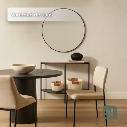 Credenza/Recibidor de 2 repisas café y nogal