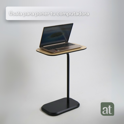 Mesa Auxiliar Minimalista para Sala  Cama sofá - Mesa Lateral  negro-natural