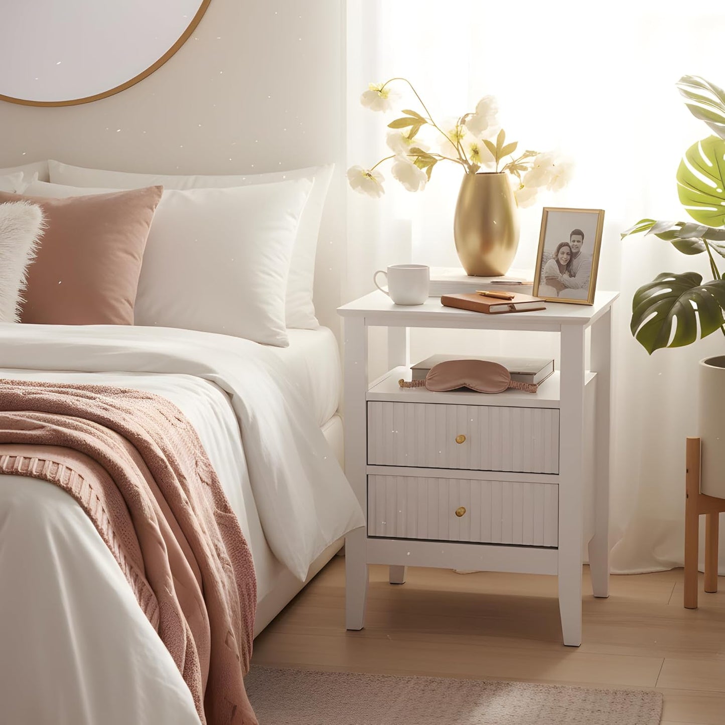 Buró Odette blanco 2 cajones y 1 repisa