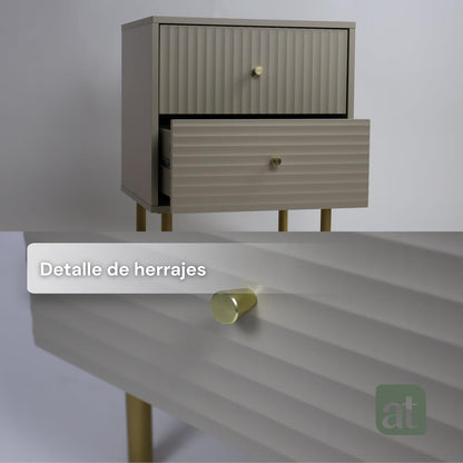 Buró 2 cajones para recámara minimalista - Gris