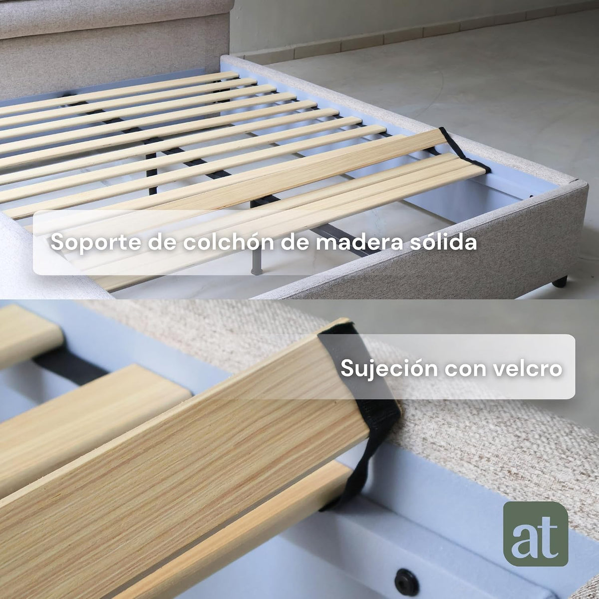 Base Cama con Cabecera Recamara Fácil Armado MATRIMONIAL