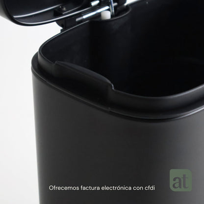 Bote de basura de acero inoxidable negro 5 Litros con pedal y tapa Negro